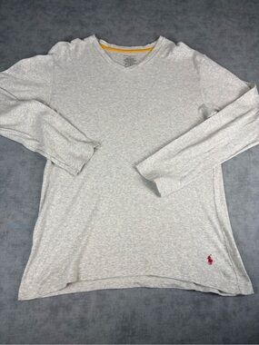 Polo Ralph Lauren Womens L Gray Long Sleeve Tee Pony Logo Cotton